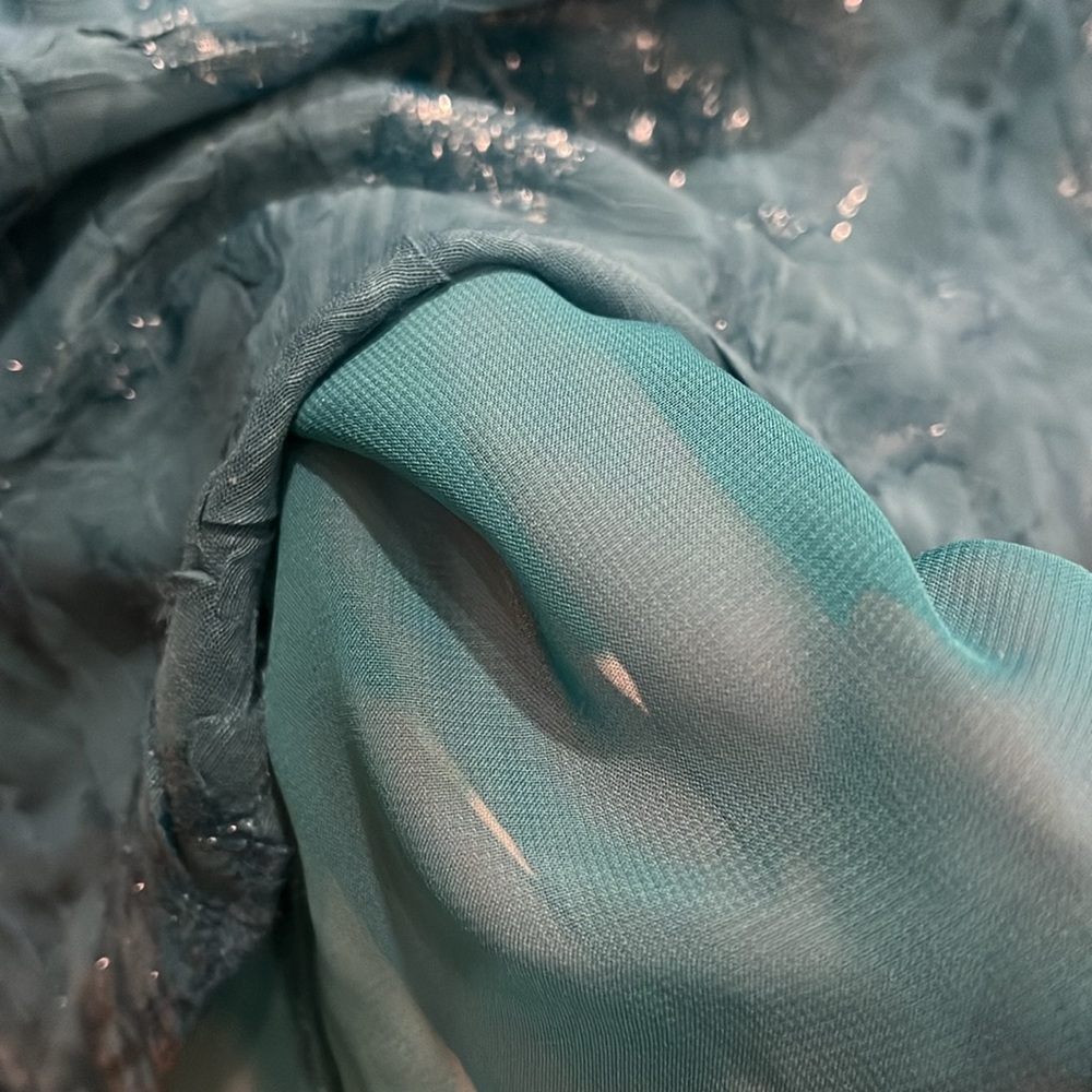 NWT Coldwater Creek textured teal color lined blouse- size Medium. - Picture 6 of 6